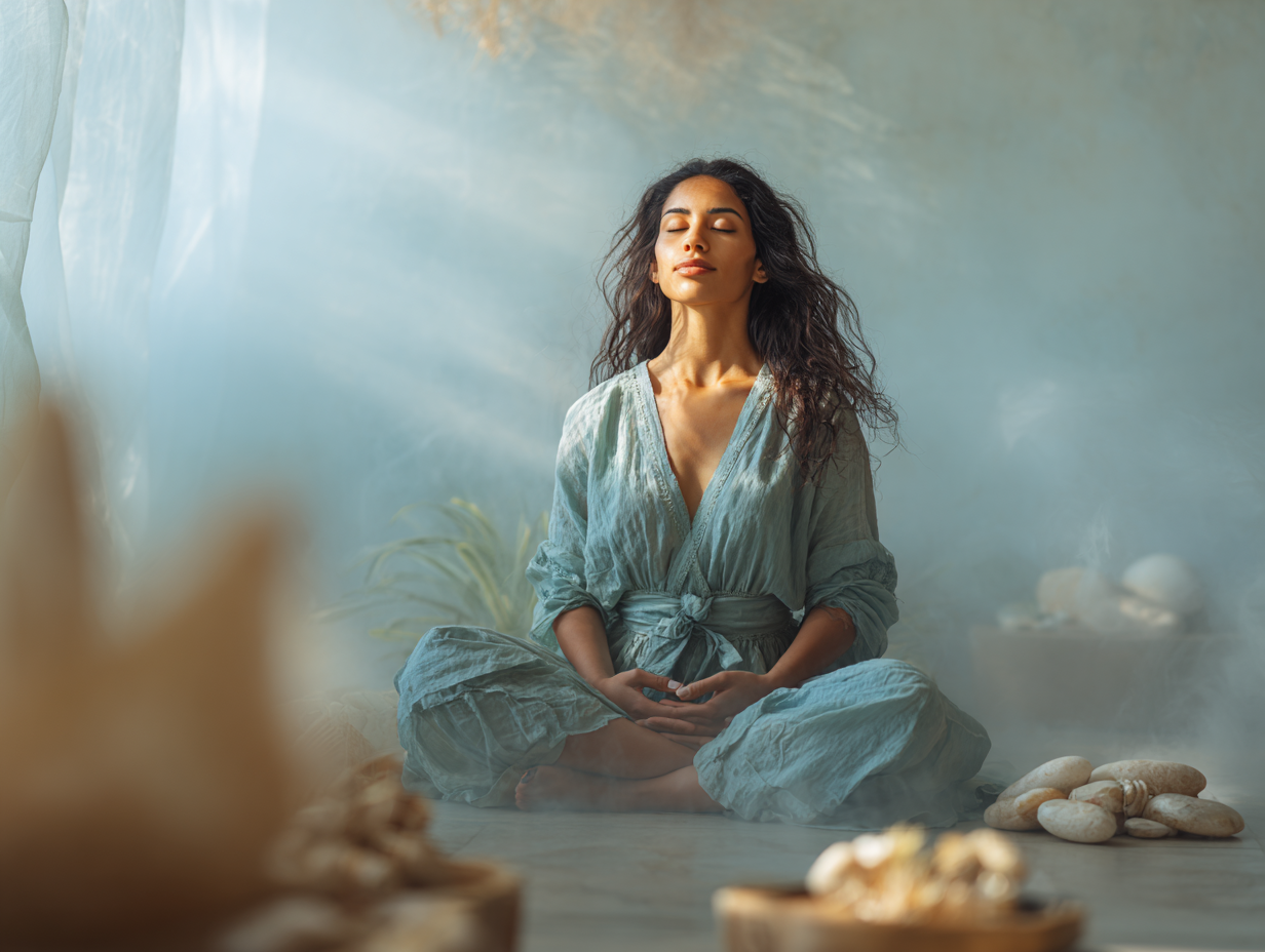 Інструктор йоги пояснює практику студентам